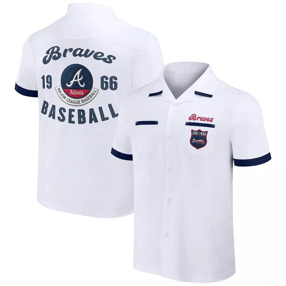 Men's Darius Rucker Collection by Fanatics White Atlanta Braves Bowling Button-Up Shirt,  Product Image