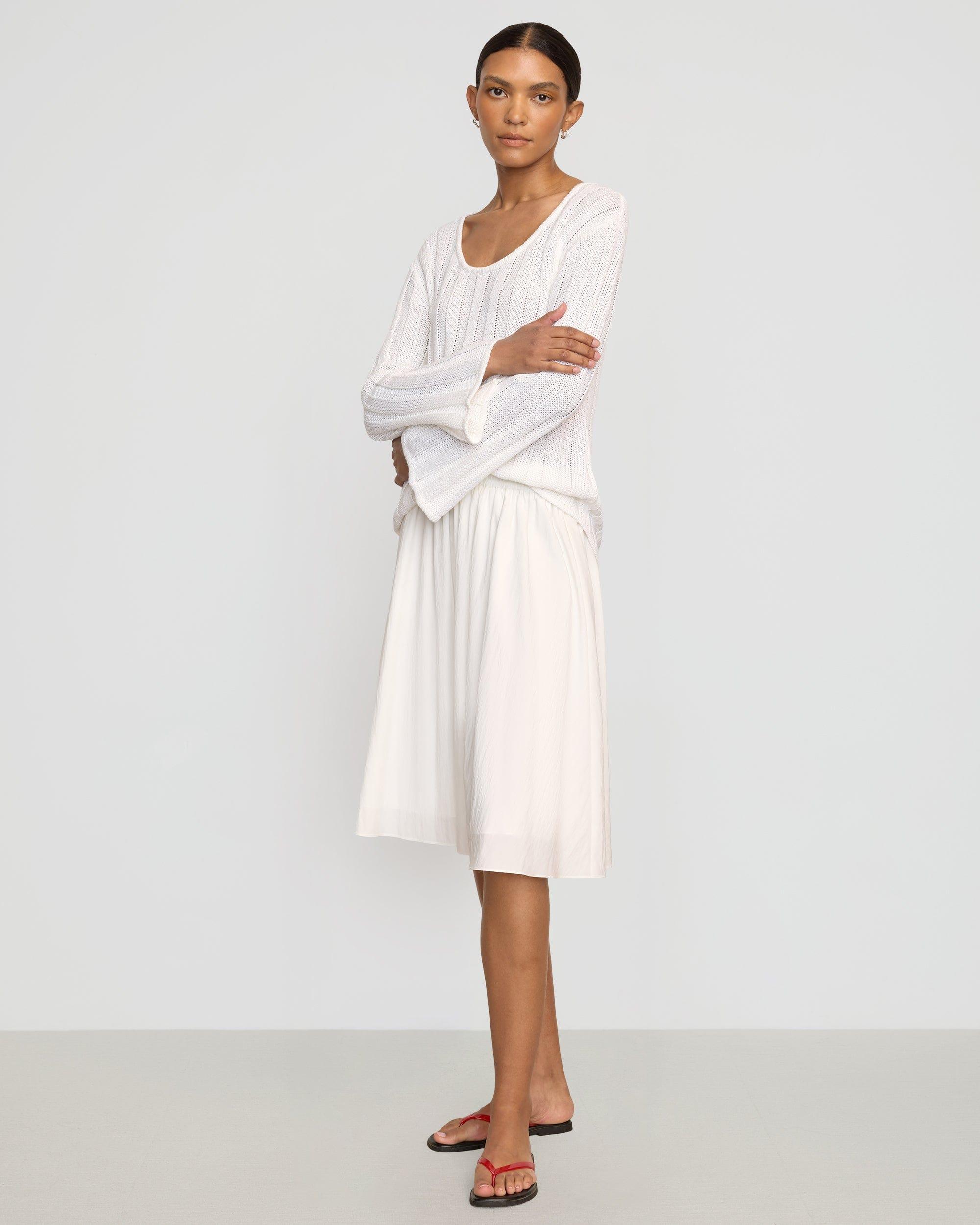 Zazie Shirred Stretch-Waist Midi Skirt Product Image