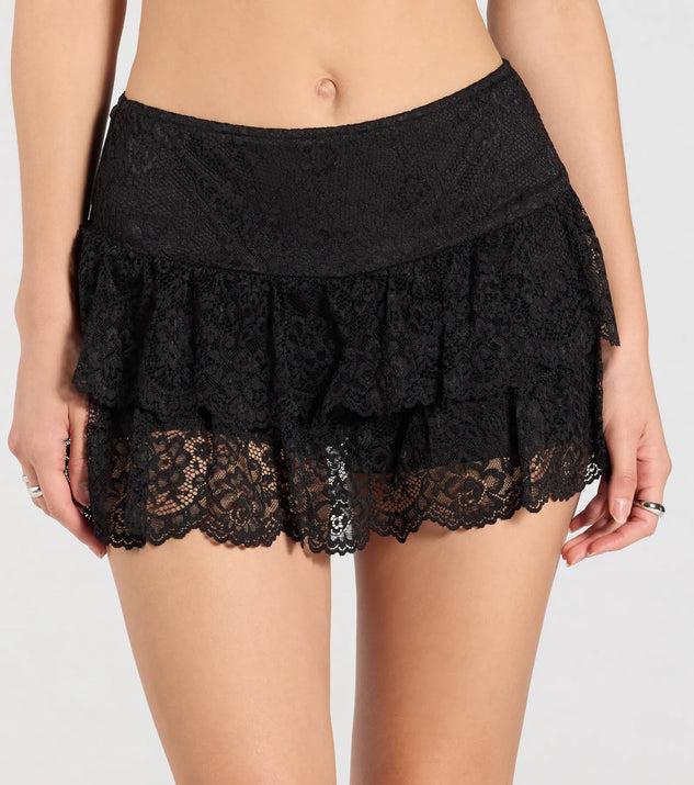 Flirty Feels Ruffled Lace Mini Skort Product Image