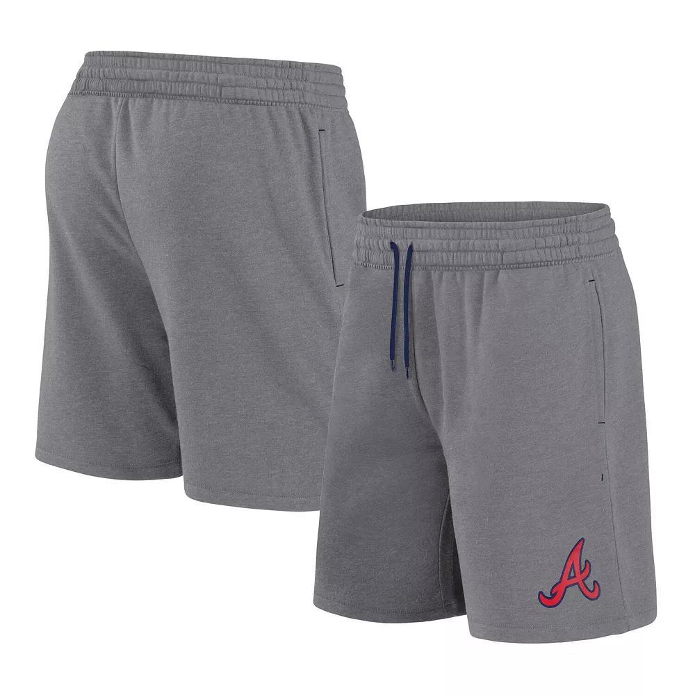 Men's Fanatics  Heather Gray Atlanta Braves Logo Shorts, Size: XL, Grey Product Image