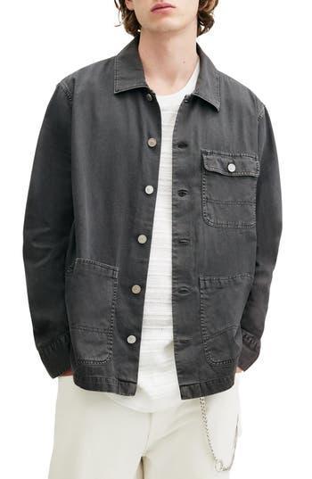 Nevis Cotton Twill Chore Jacket In Washed Black Product Image