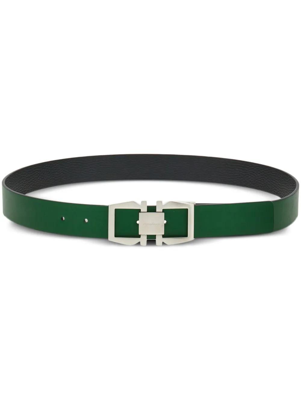 FERRAGAMO Reversible Gancini Belt In Green Product Image