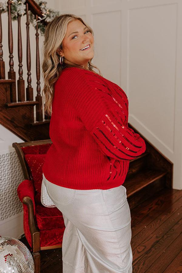 Holiday Fun Sequin Sweater in Red Curves Product Image