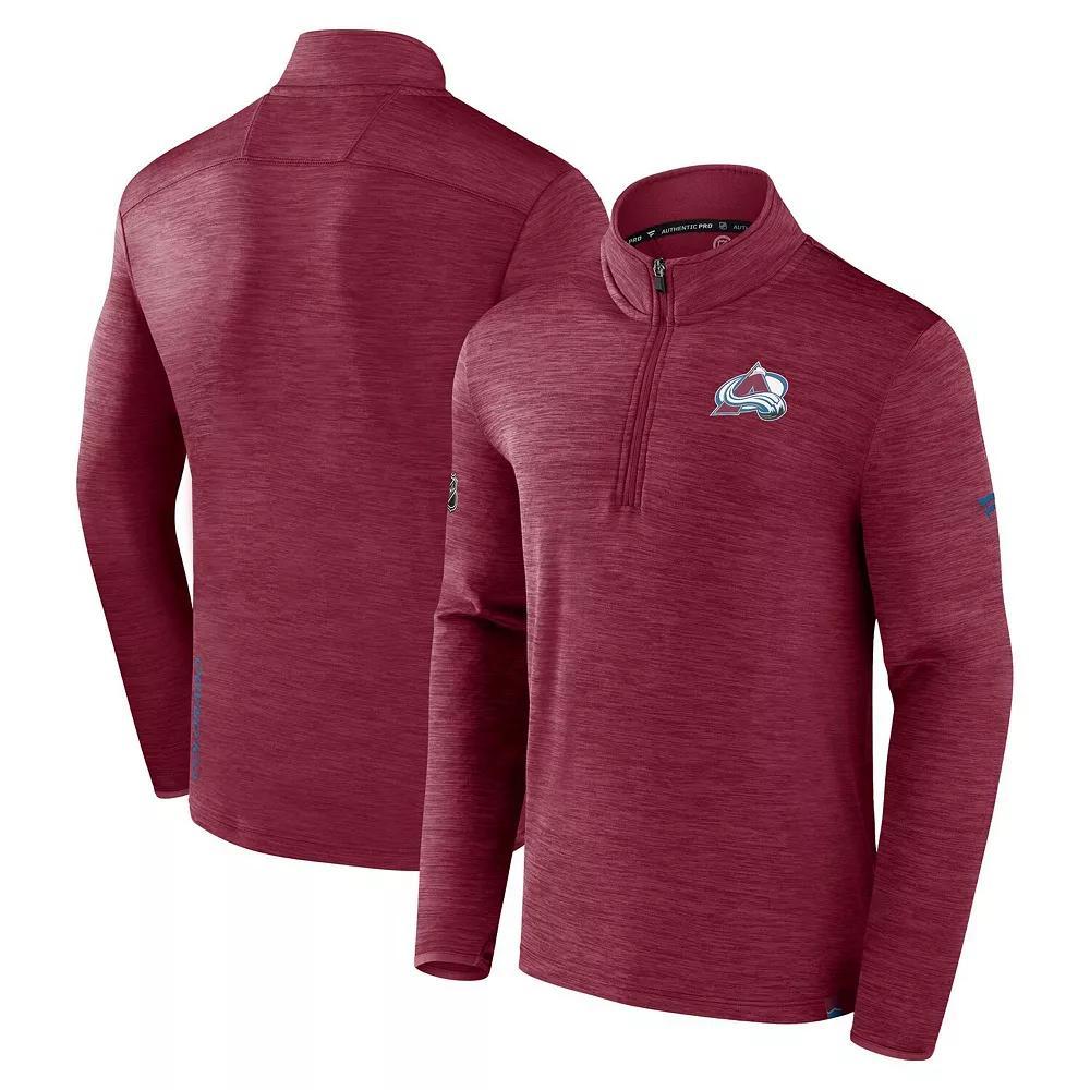 Men's Fanatics  Heather Burgundy Colorado Avalanche Authentic Pro Lightweight Quarter-Zip Pullover, Size: XL, Med Re Product Image