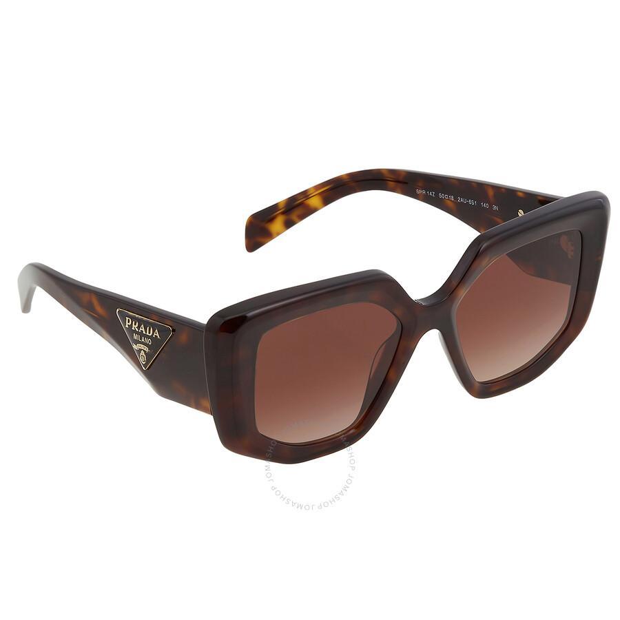 PRADA Brown Gradient Irregular Ladies Sunglasses Pr 14zs 2au6s1 50 In Brown / Tortoise Product Image