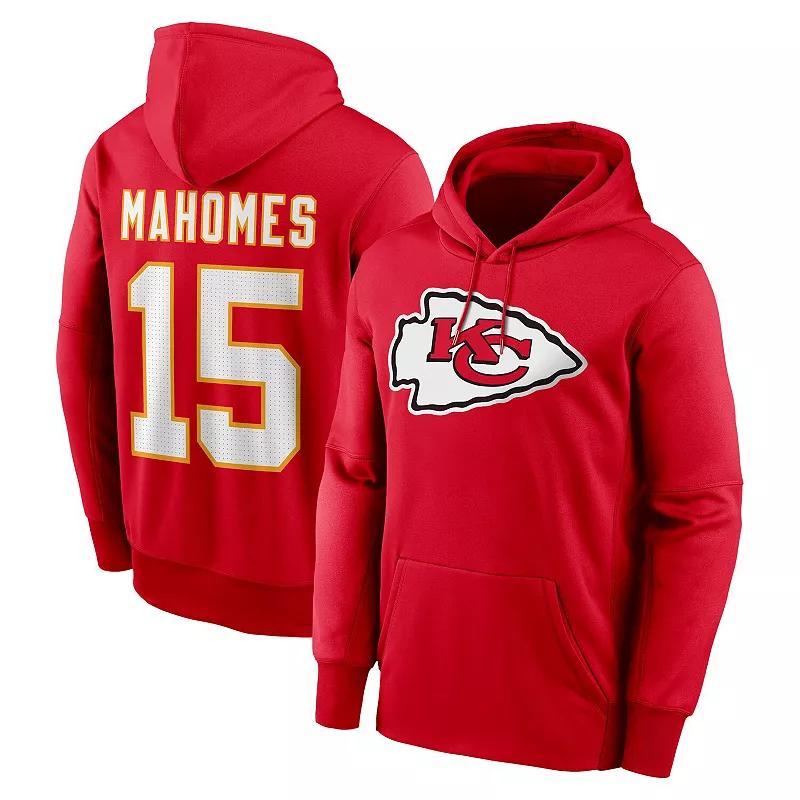 Men's Nike Patrick Mahomes Red Kansas City Chiefs Player Name & Number Performance Pullover��Hoodie, Size: Large Product Image