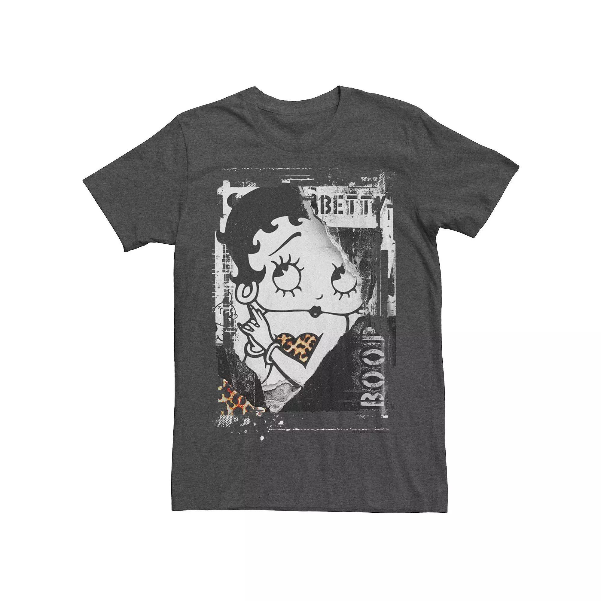 Men's Betty Boop Animal Print Tee, Size: Medium, Grey Heather Product Image