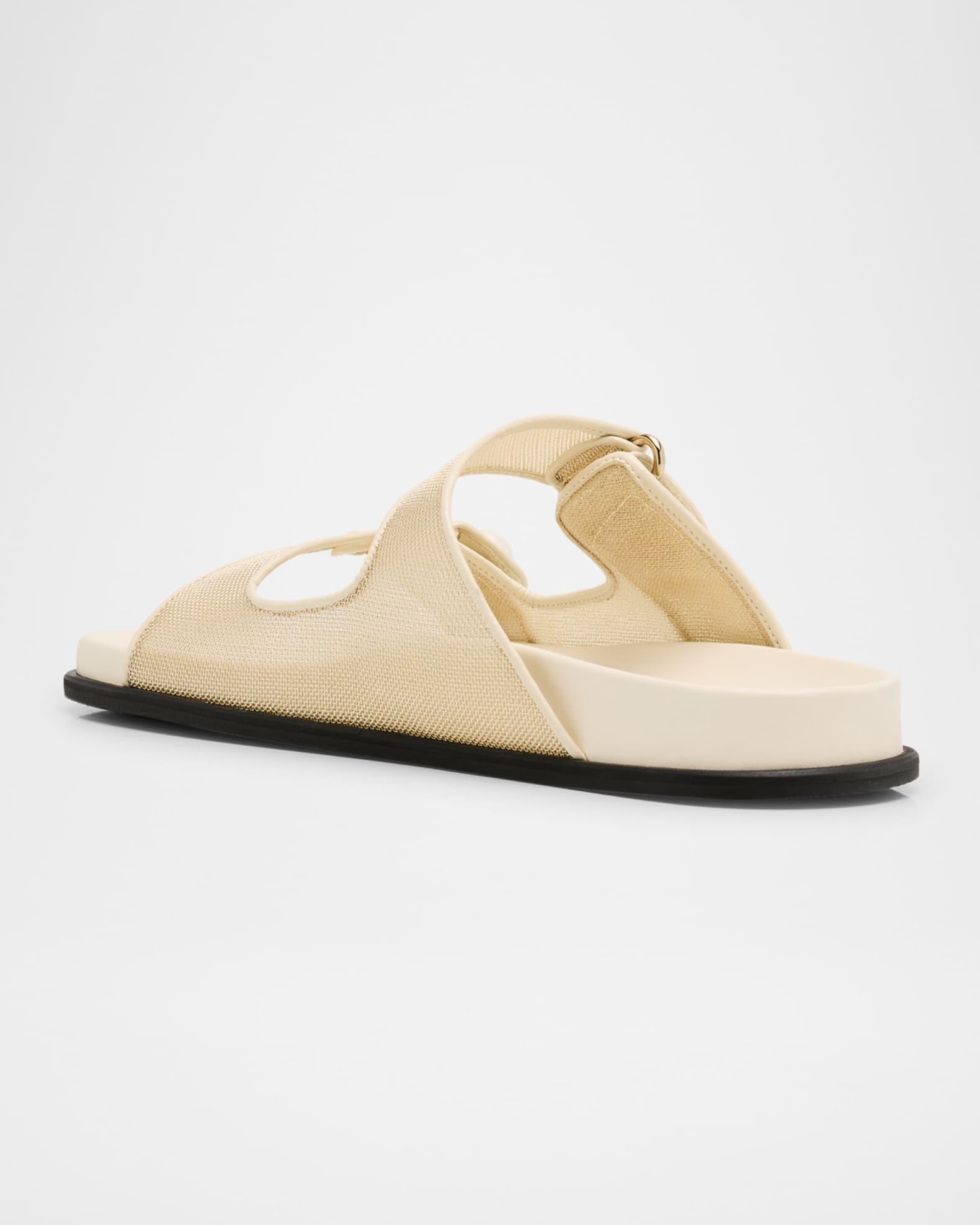 Fayence Mesh Pearly Dual-Strap Slide Sandals Product Image