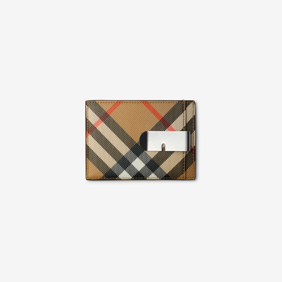 BURBERRY Check Clip Card Case In Burgundy Product Image