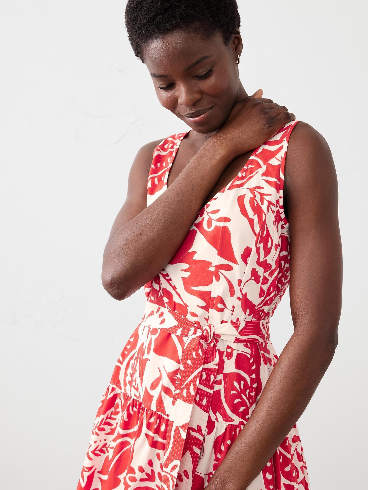 Poplin Corset Waist Midi Dress Product Image