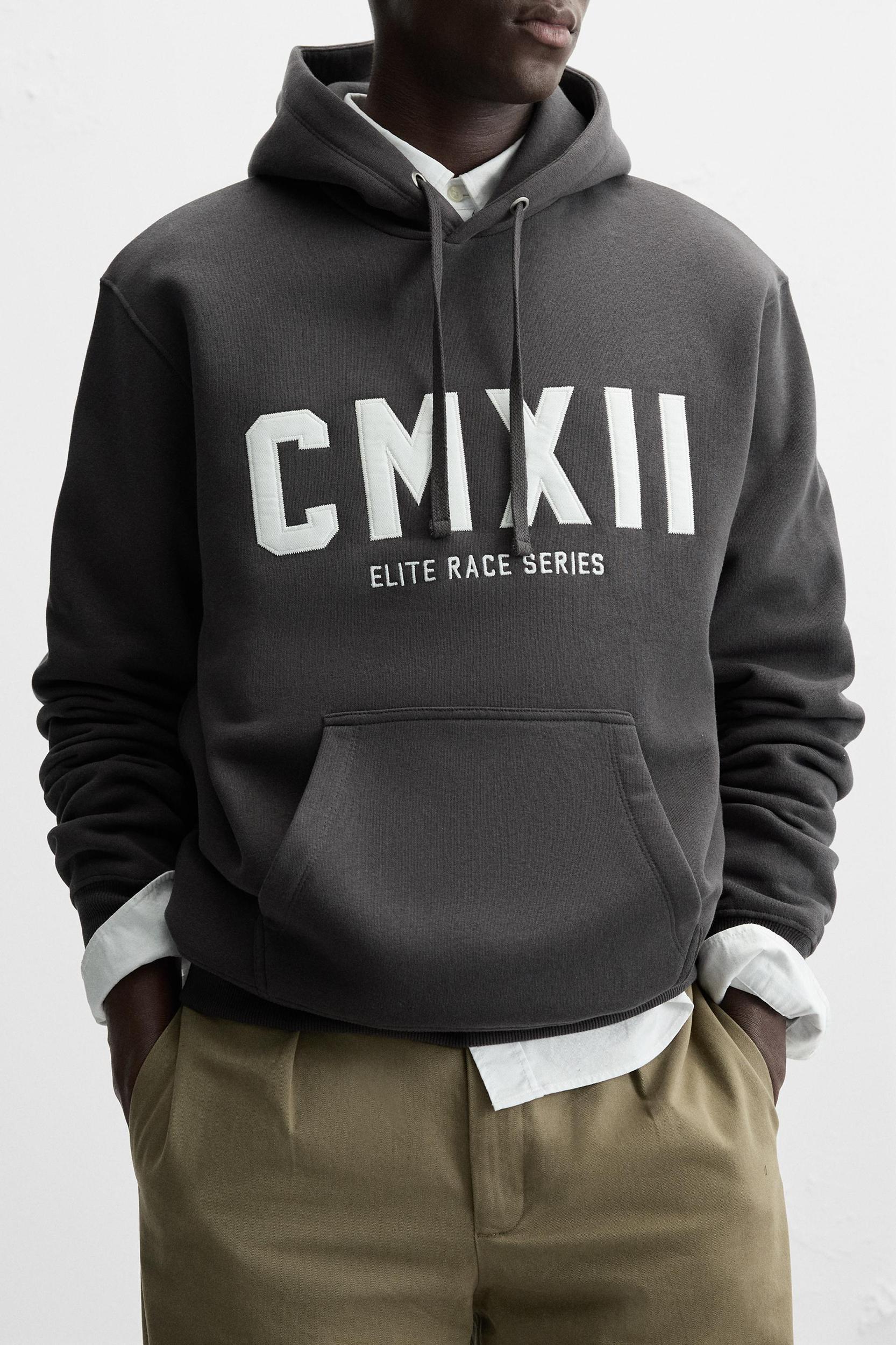 HOODED SWEATSHIRT WITH TEXT Product Image