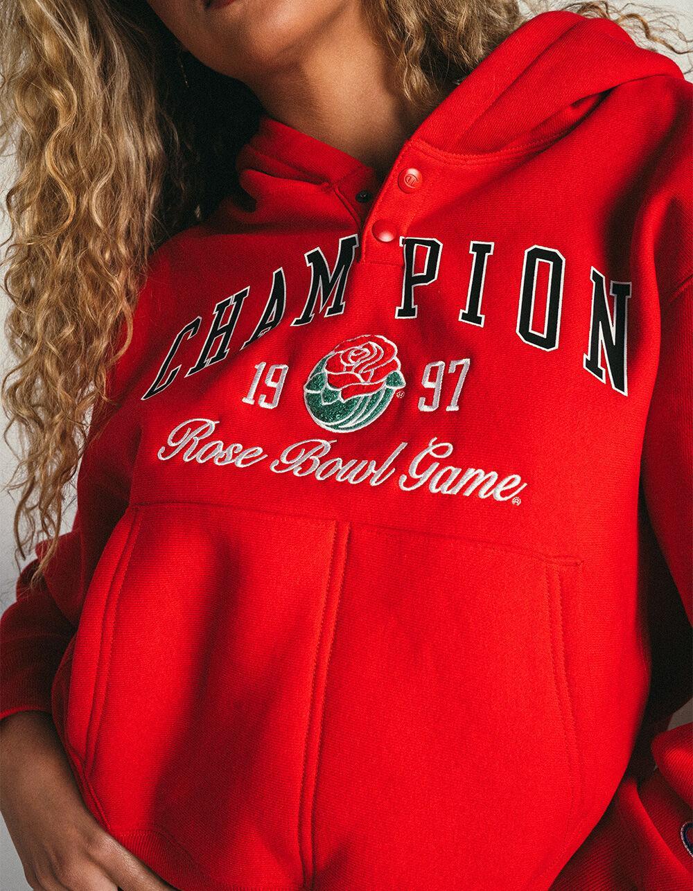 CHAMPION Reverse Weave Icon Rose Bowl Game Womens Hoodie - RED Product Image