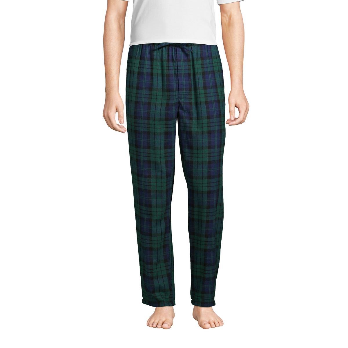 Men's Lands' End Flannel Pajama Sleep Pants, Size: Large, Deep  Blue Product Image