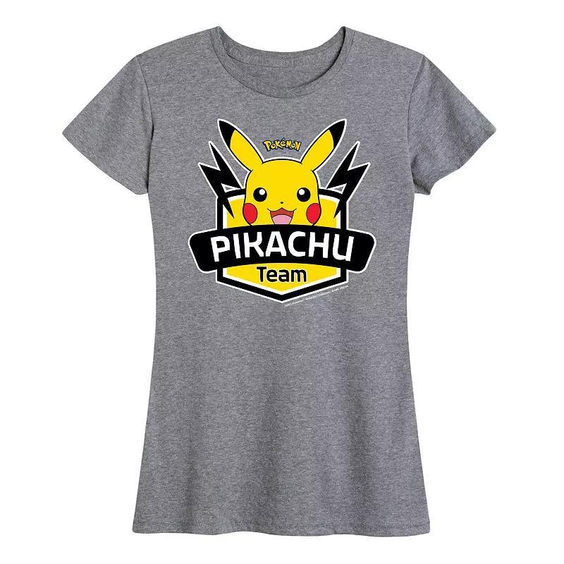 Plus Pokemon Team Pikachu Graphic Tee, Womens Heather Grey Product Image