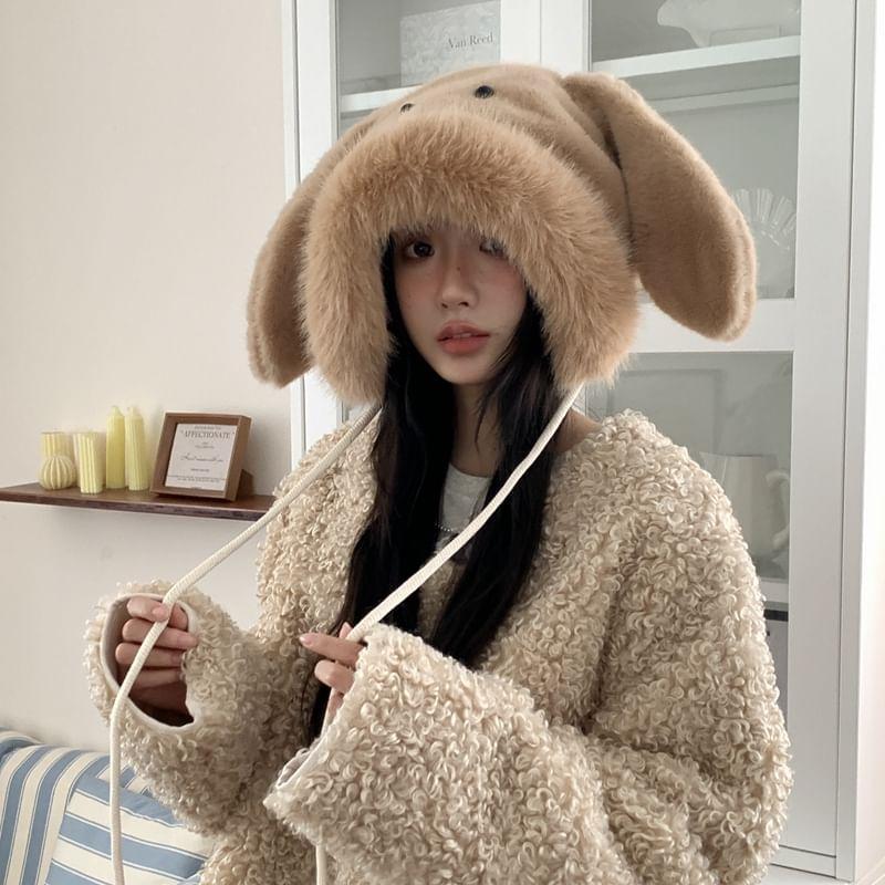 Rabbit Ear Chenille Trapper Hat Product Image