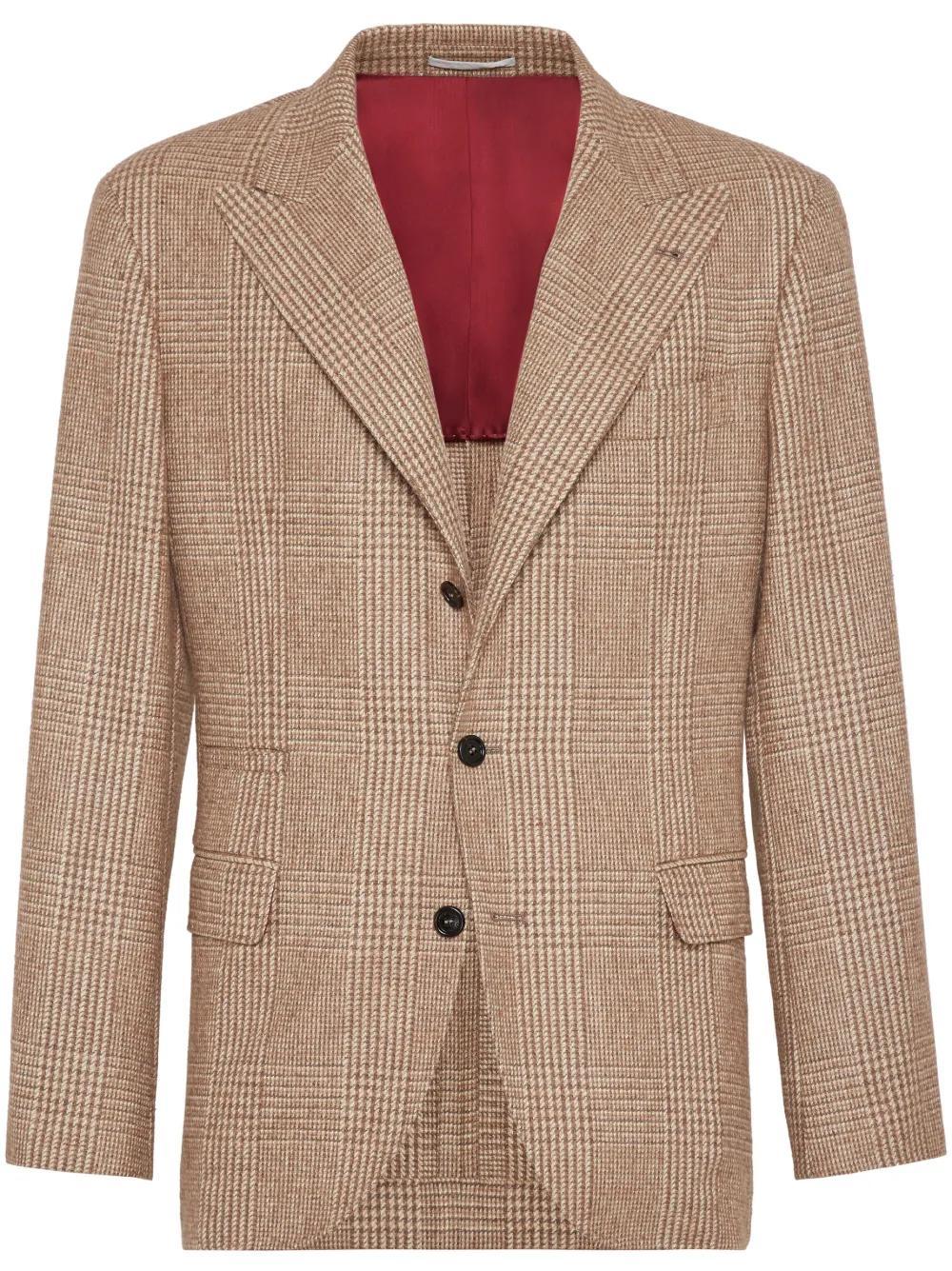 BRUNELLO CUCINELLI Check-pattern Blazer In Brown Product Image