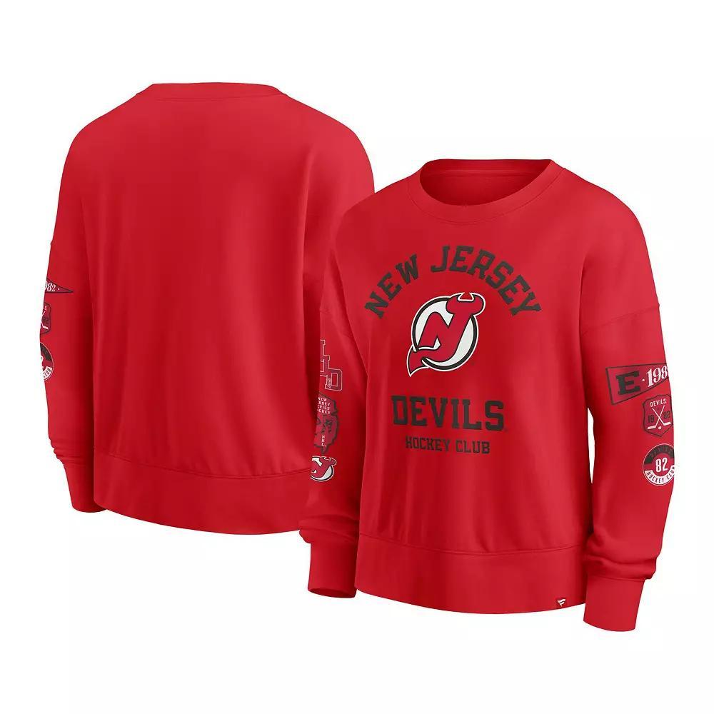 Women's Fanatics Red New Jersey Devils Go Team Pullover Sweatshirt,  Product Image