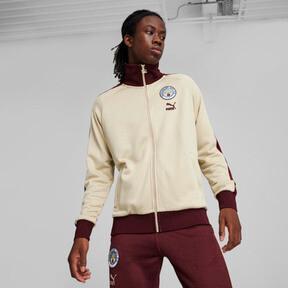 PUMA Manchester City F.C. ftblHeritage T7 Men's Track Jacket in Granola/Aubergine Product Image