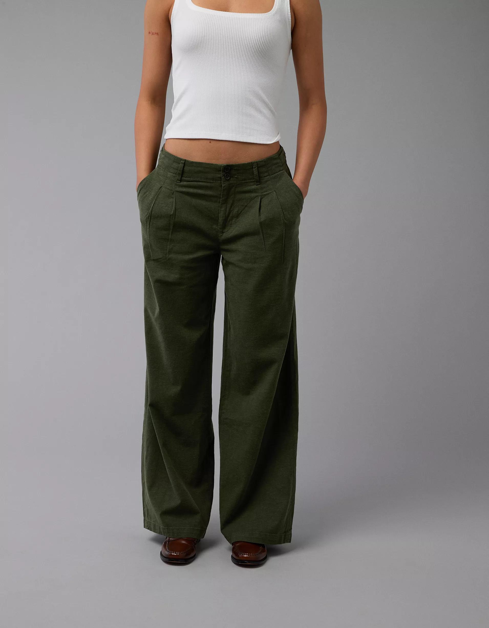 AE Stretch Linen-Blend High-Waisted Wide-Leg Trouser Product Image