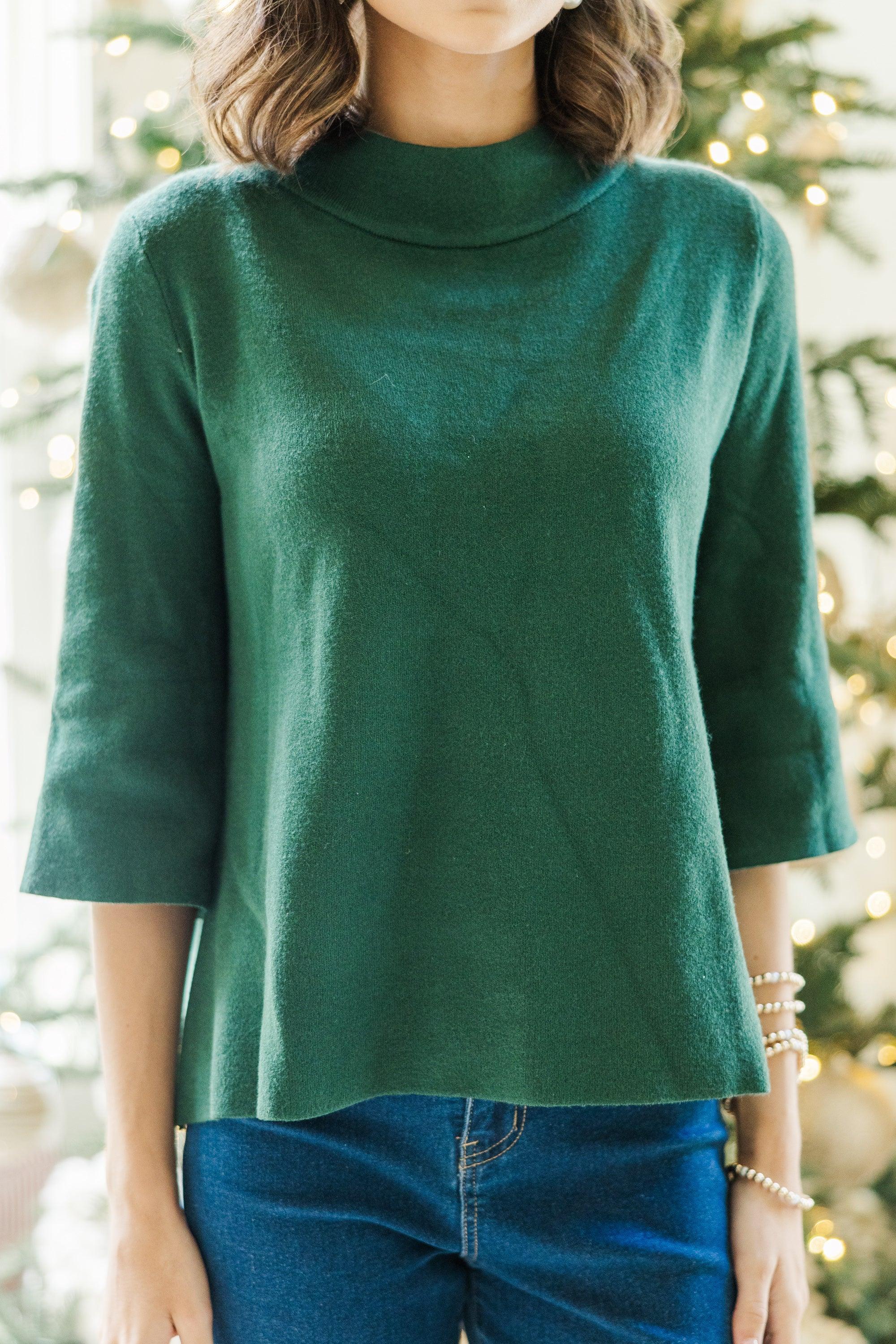 Just A Feeling Emerald Green Mock Neck Sweater Female Product Image