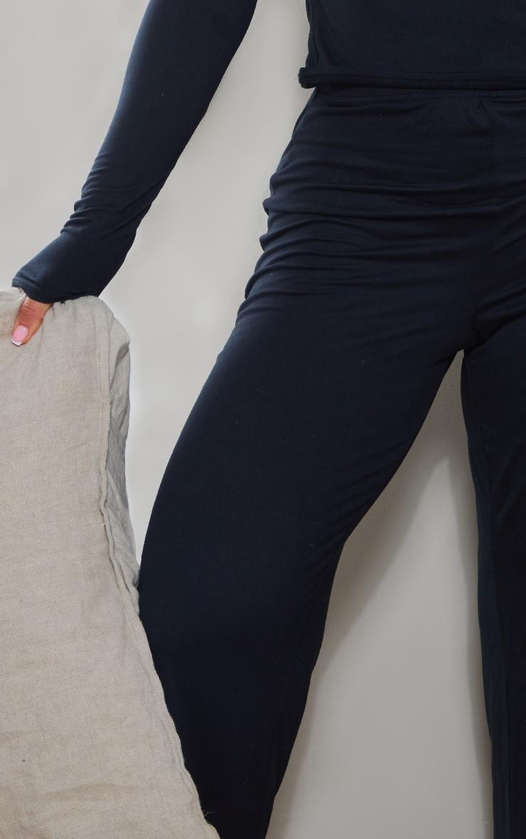 Black Soft Jersey Wide Leg Pajama Pants Product Image