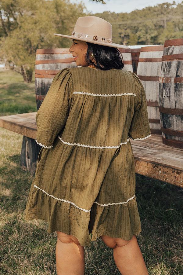 Simply Lovely Tiered Mini Dress in Olive Curves Product Image