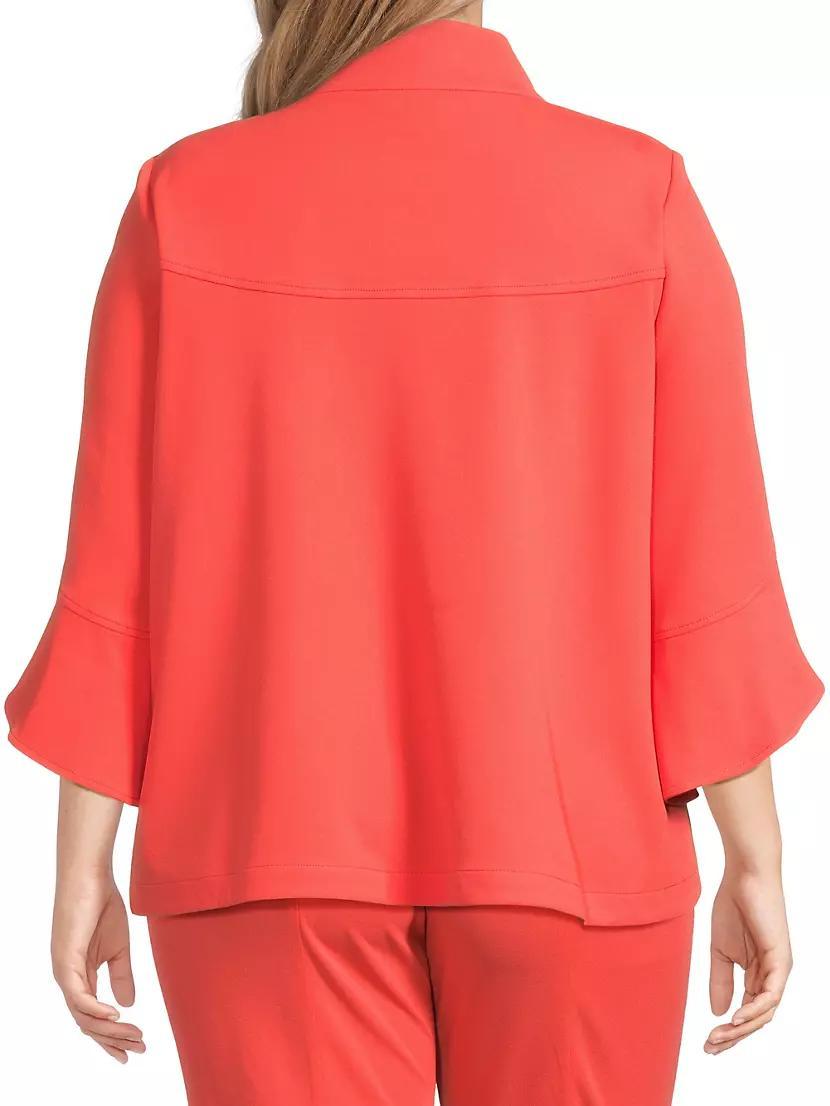 Womens Crepe Cropped-Sleeve Jacket Product Image