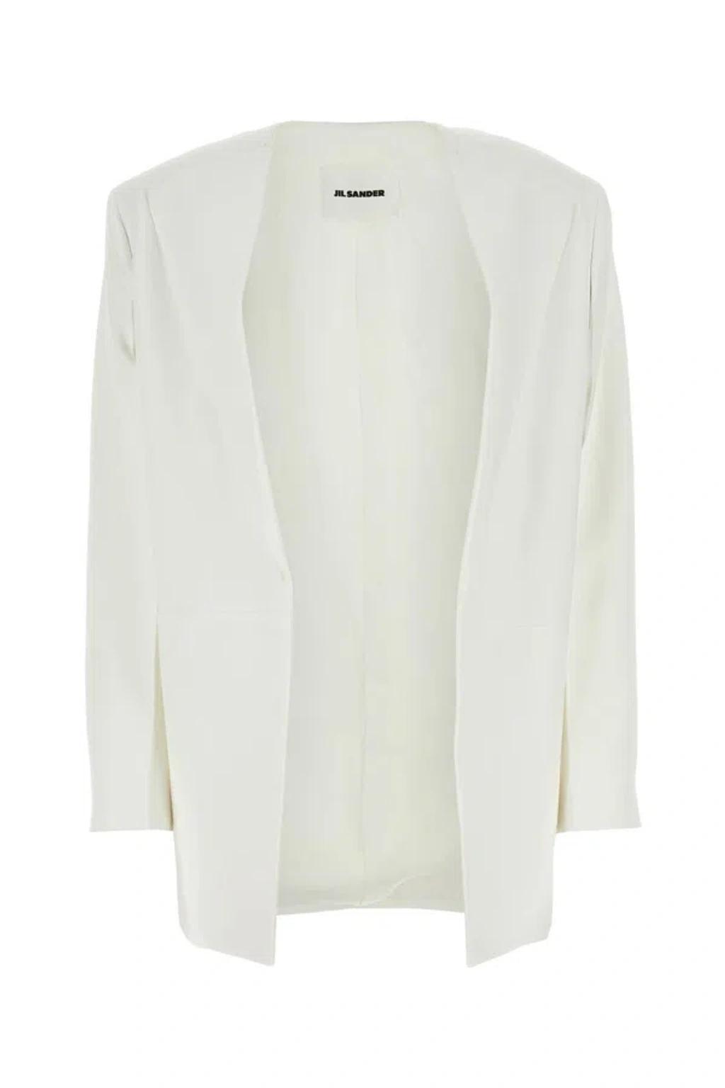 JIL SANDER Drop Shoulder Tailored Blazer In White Product Image