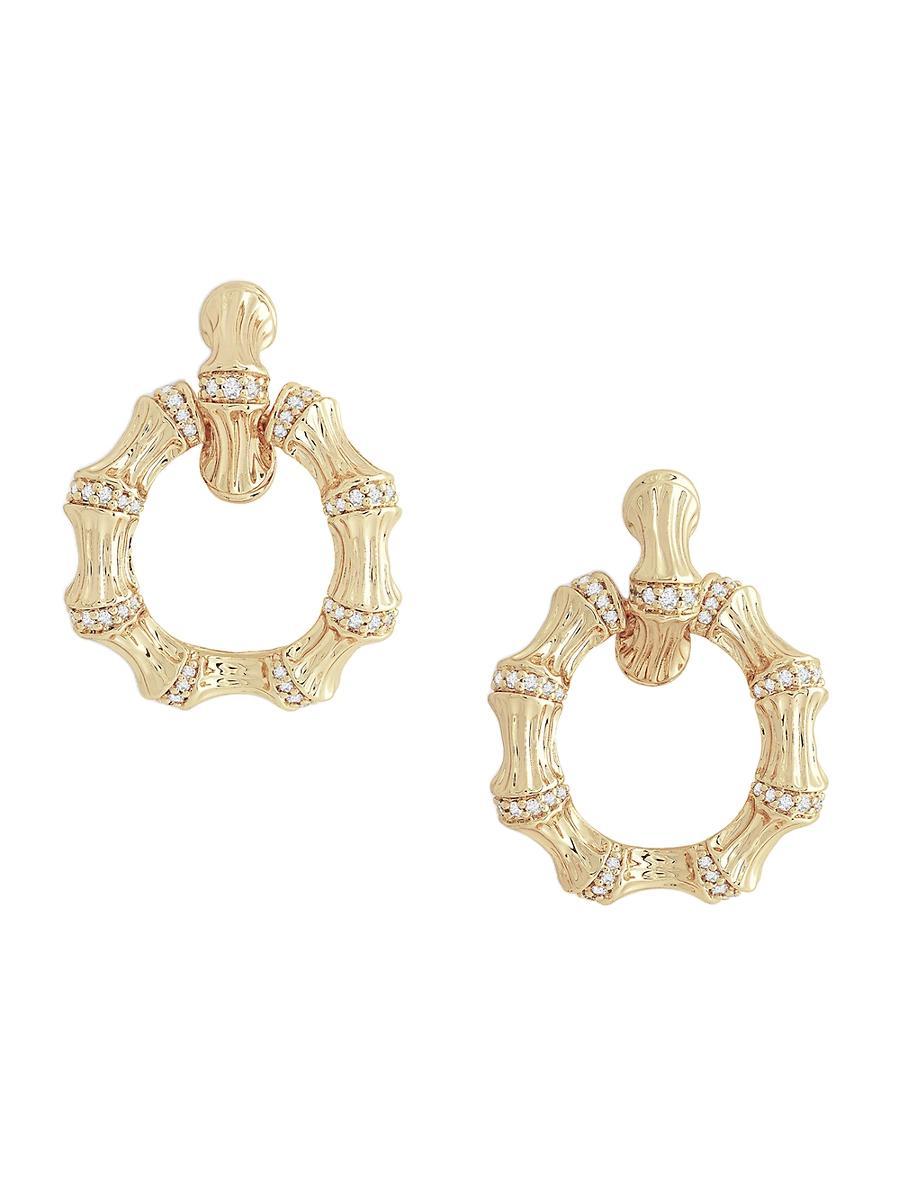 Womens 18K Gold-Plated & Cubic Zirconia Double Doorknocker Earrings Product Image