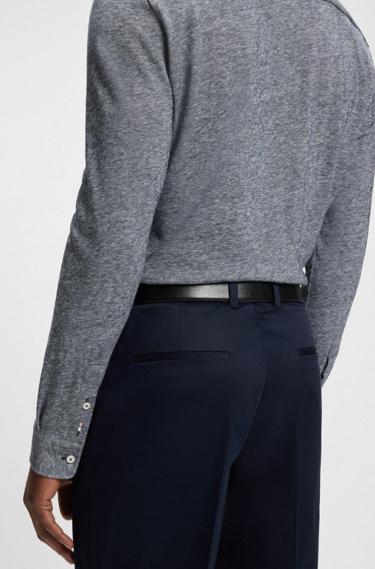 Slim-fit shirt in slub cotton-linen jersey Product Image