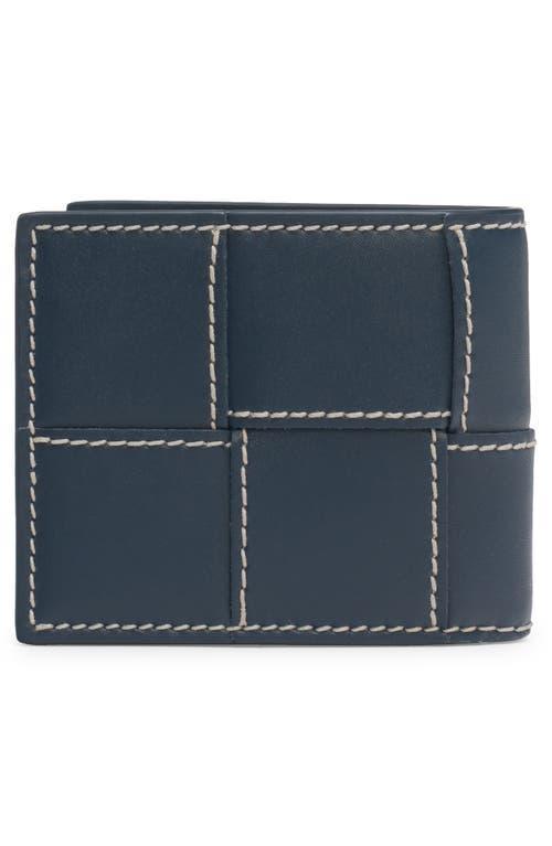 BOTTEGA VENETA Cassette Intreccio Leather Bifold Wallet In Deep Blue Product Image