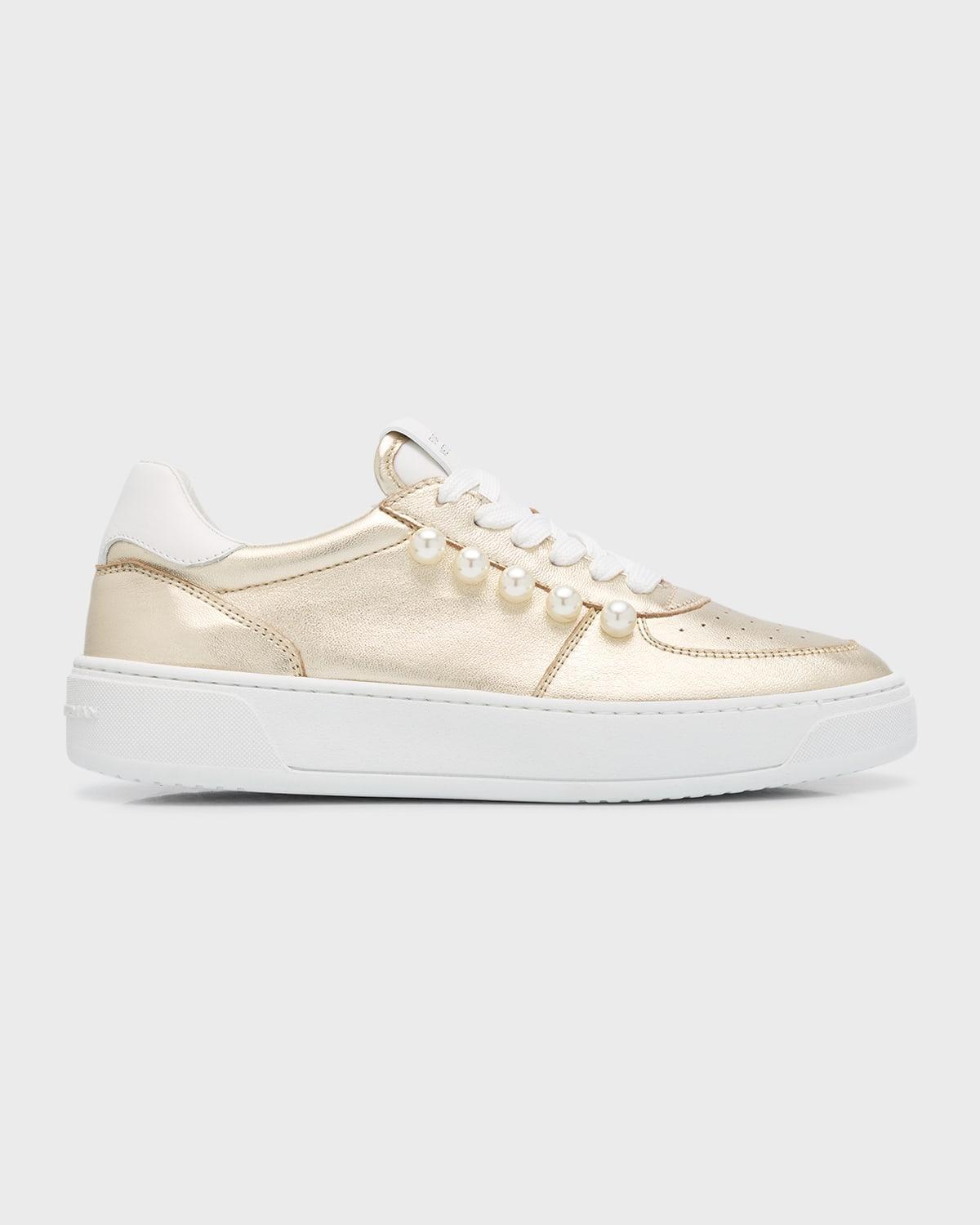 Metallic Pearly Low-Top Sneakers Product Image