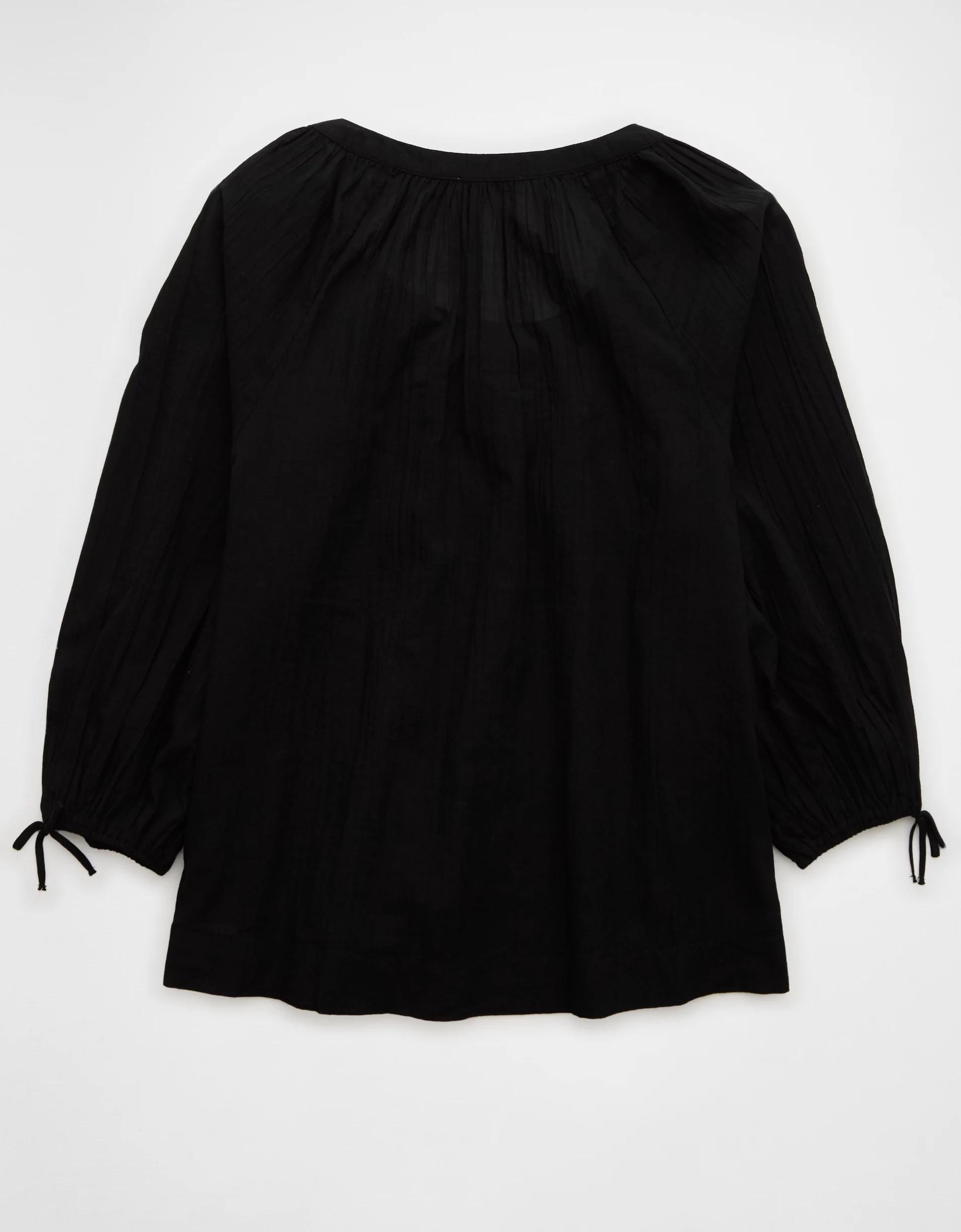 AE Long-Sleeve Open Neck Blouse Product Image