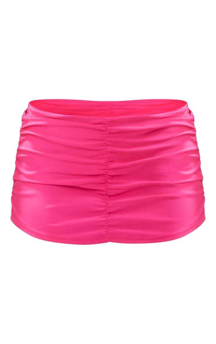 Pink Low Rise Ruched Swim Skirt Product Image