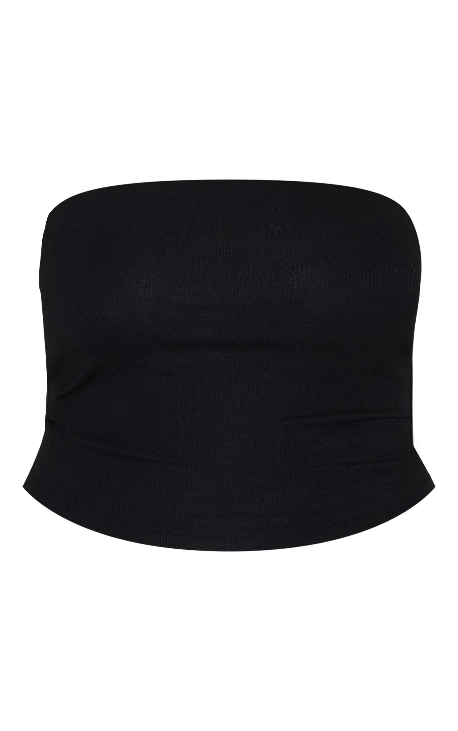 Plus Black Soft Rib Bandeau Top Product Image