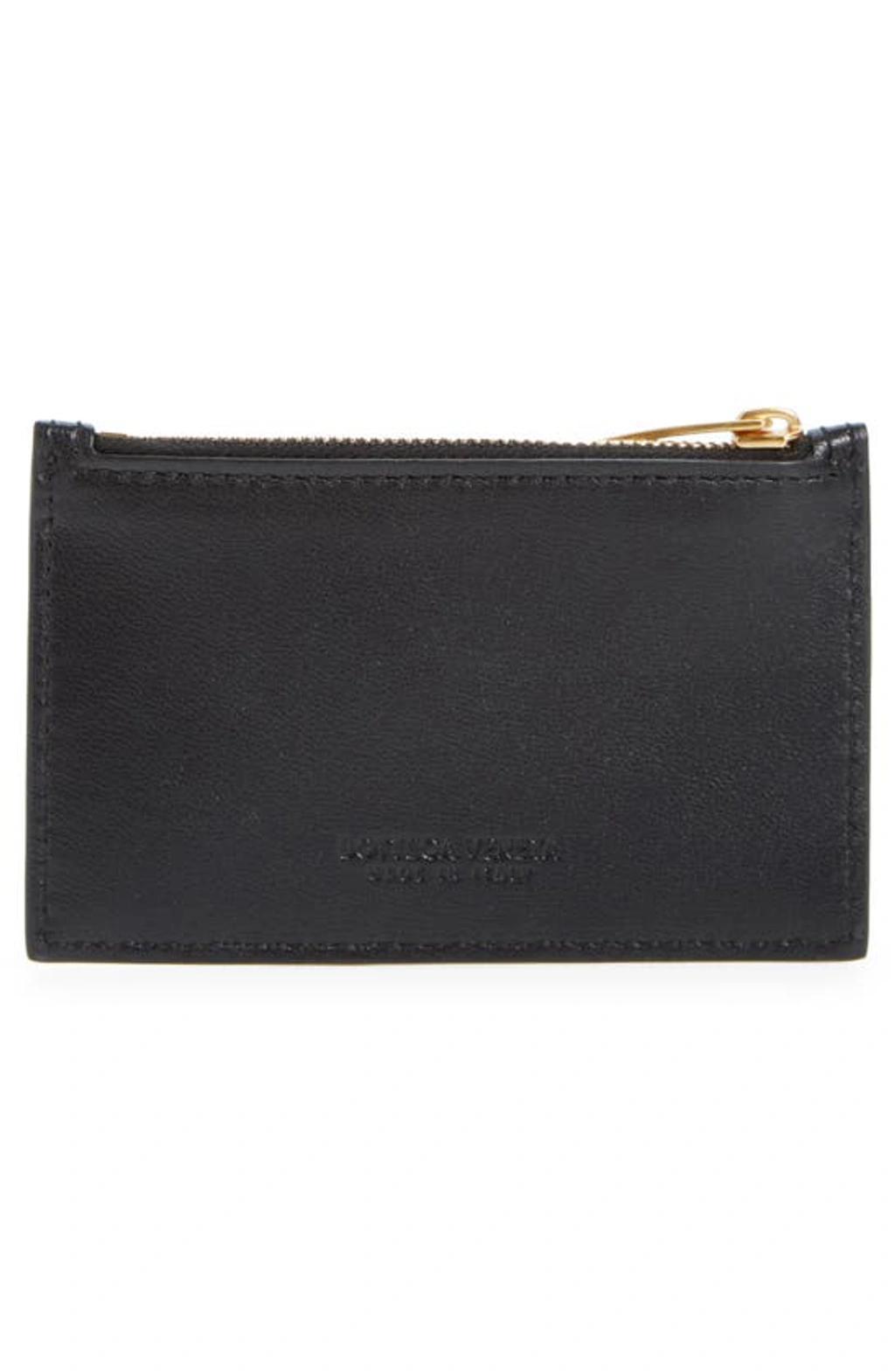 BOTTEGA VENETA Intrecciato Leather Card Case In Black-gold Product Image