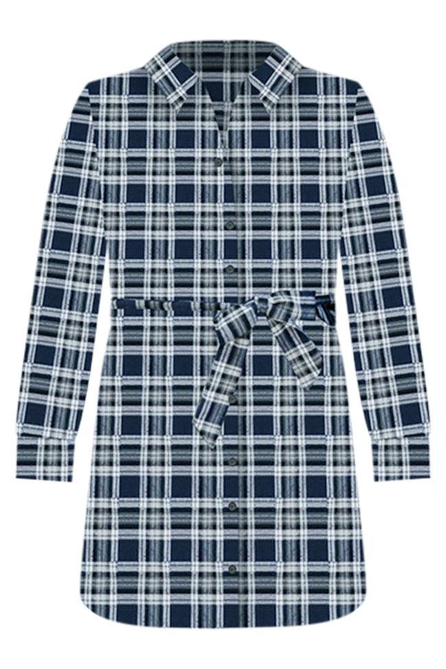 Make My Day Kid's Navy Plaid Shirt Dress FINAL SALE Product Image