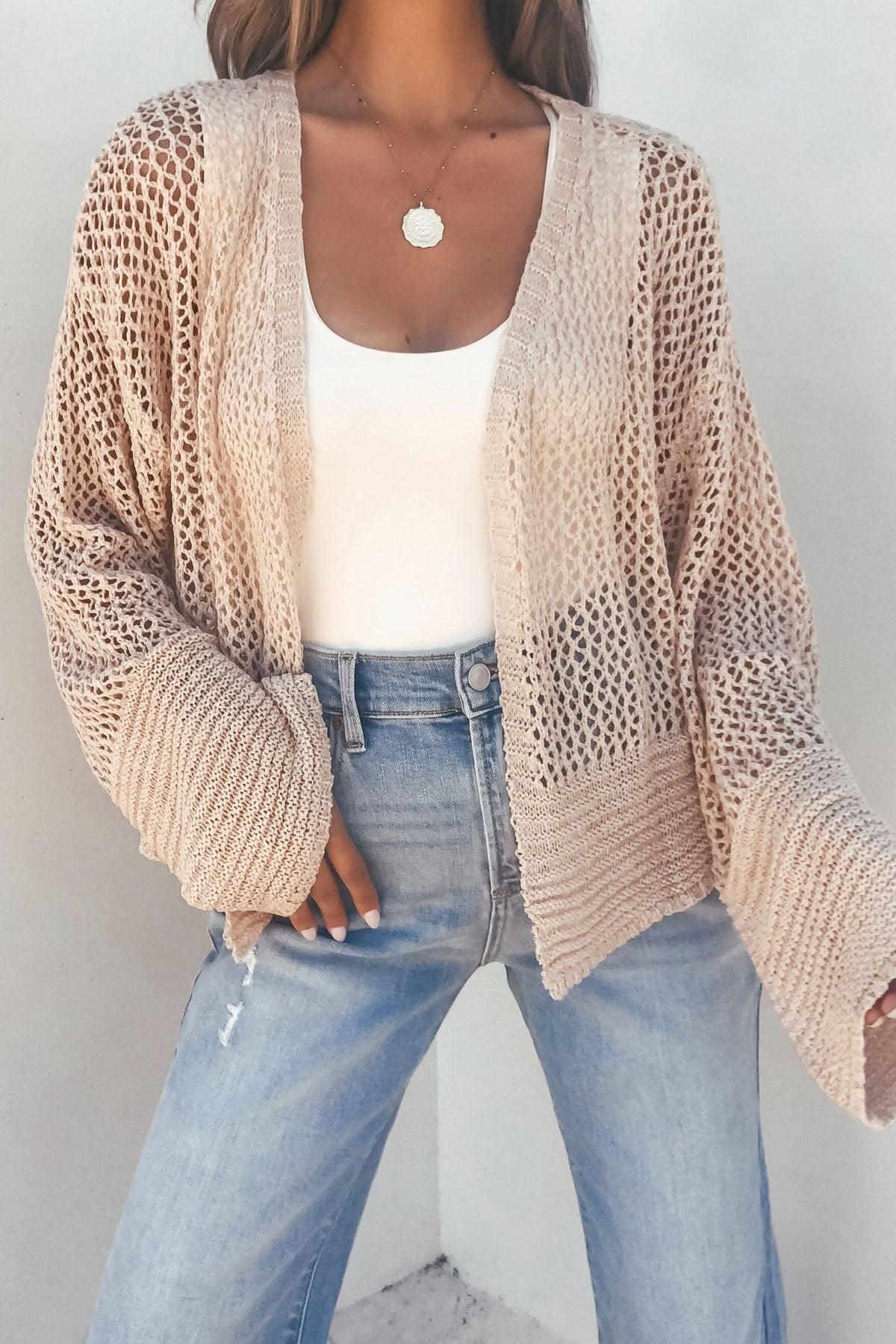 Taupe Open Front Cardigan Female Product Image