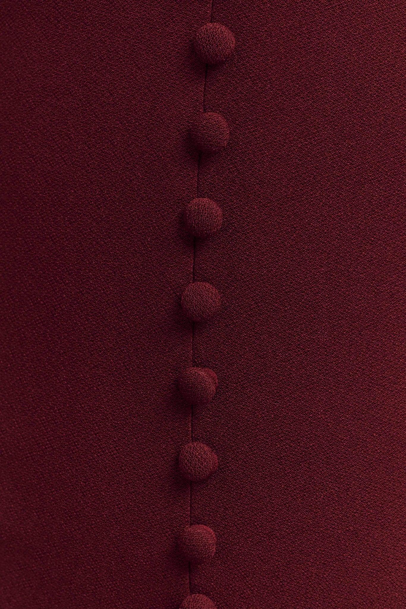 Annita Crepe Halter Midi Dress - Merlot Product Image