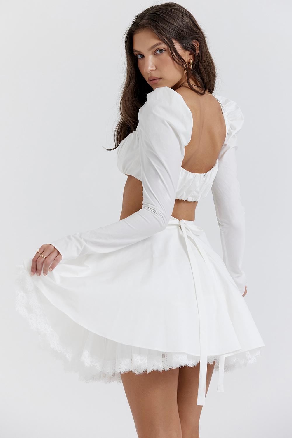 Nahla White Bow Mini Skirt Product Image