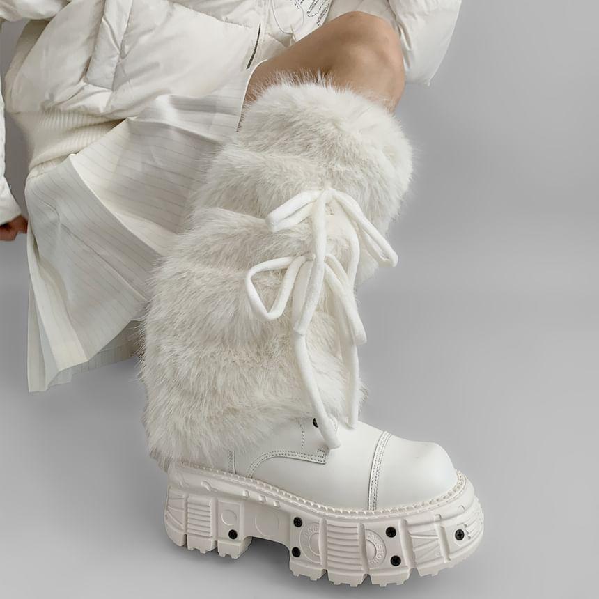 Bow Faux Fur Leg Warmers Product Image