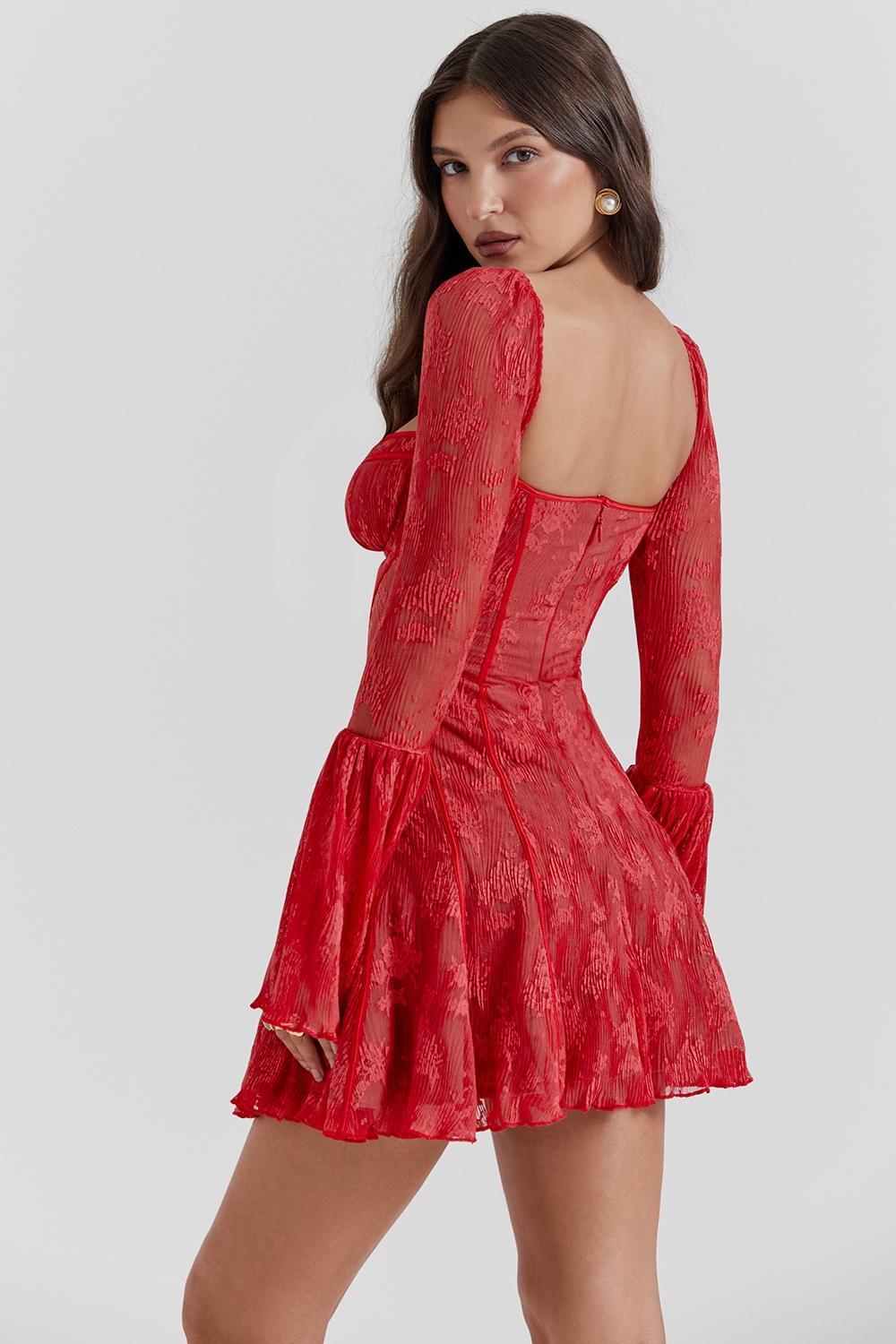 Analissa  scarlet lace corset dress Product Image