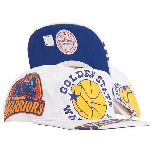 Mitchell & Ness Mens Golden State Warriors Mitchell & Ness Warriors In Your Face Deadstock Snapback - Mens White/Blue Product Image