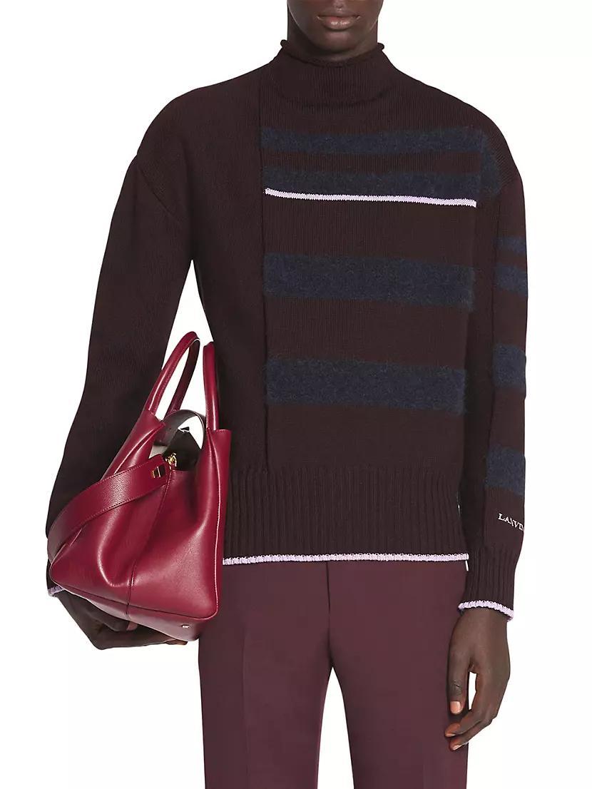 Mens Striped Mock Turtleneck Sweater Product Image