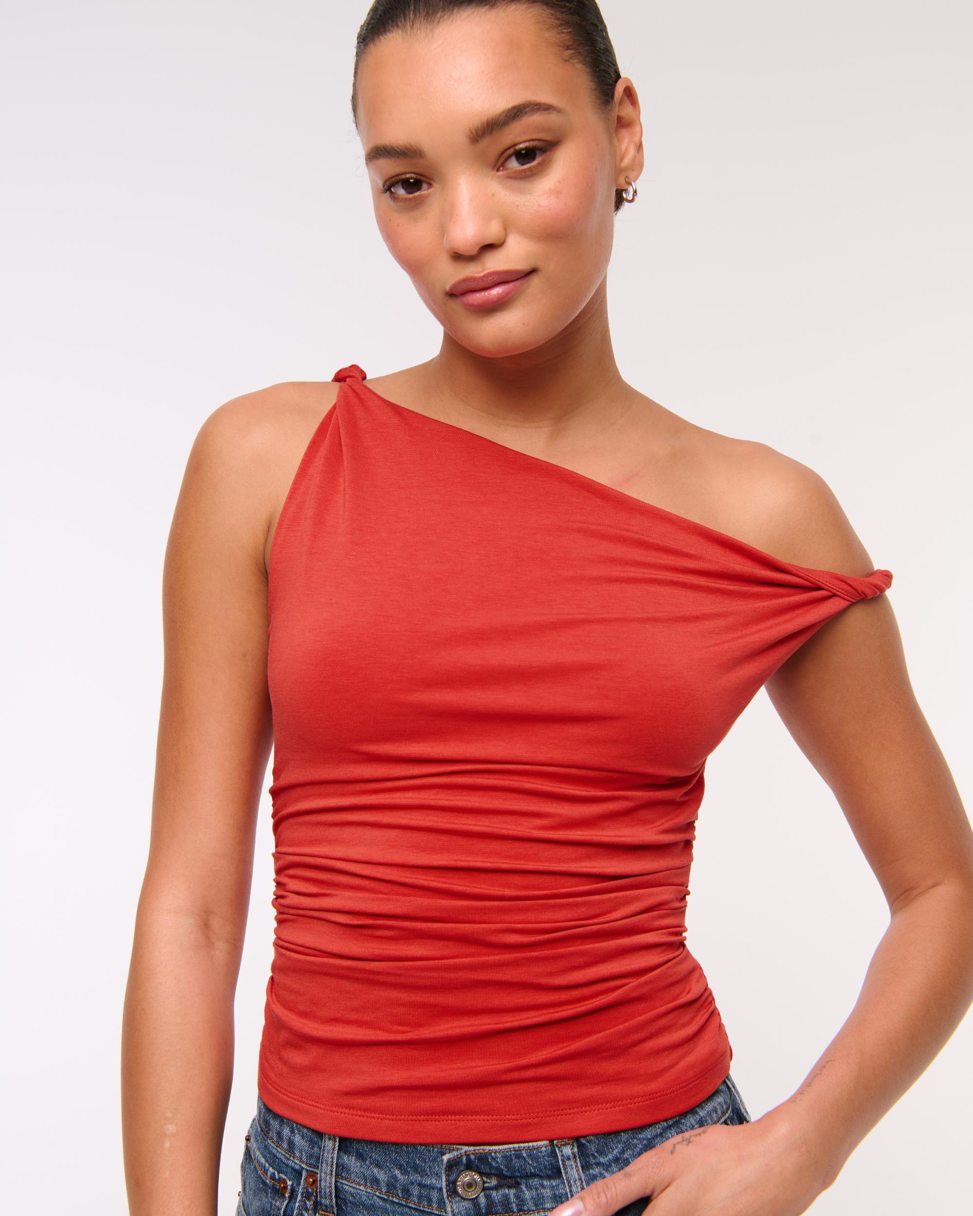 Asymmetrical Mesh Twist Top Product Image