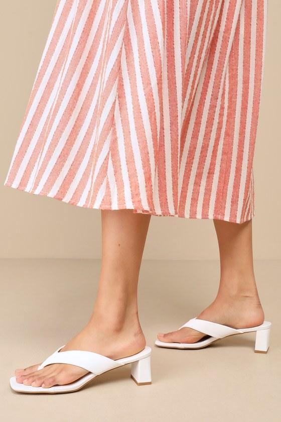 Cachia White High Heel Thong Sandals Product Image