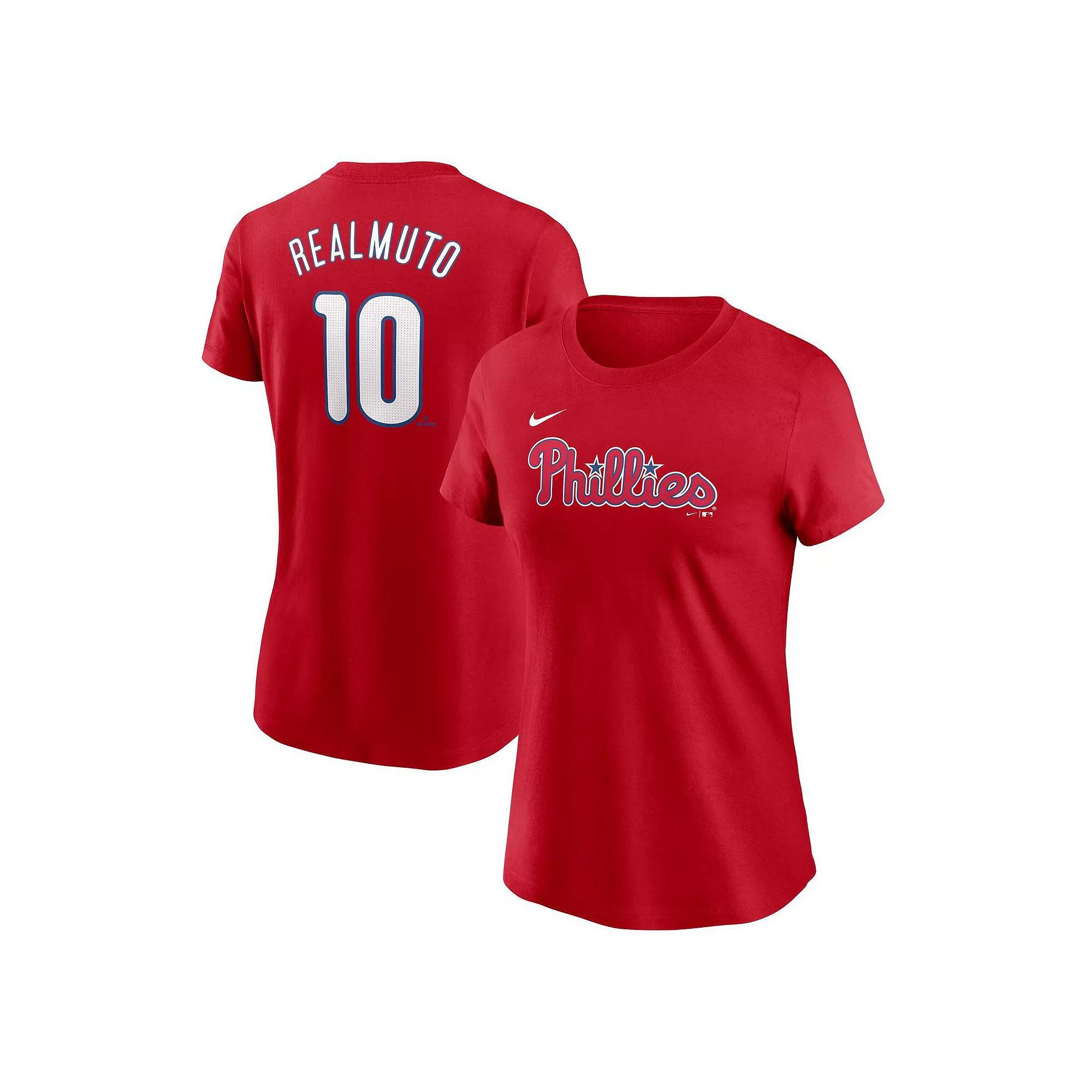 Women's Nike J.T. Realmuto Red Philadelphia Phillies Fuse Name & Number T-Shirt,  Product Image