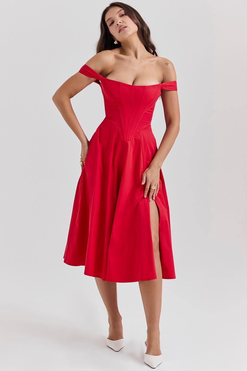 Saira  scarlet midi sundress Product Image