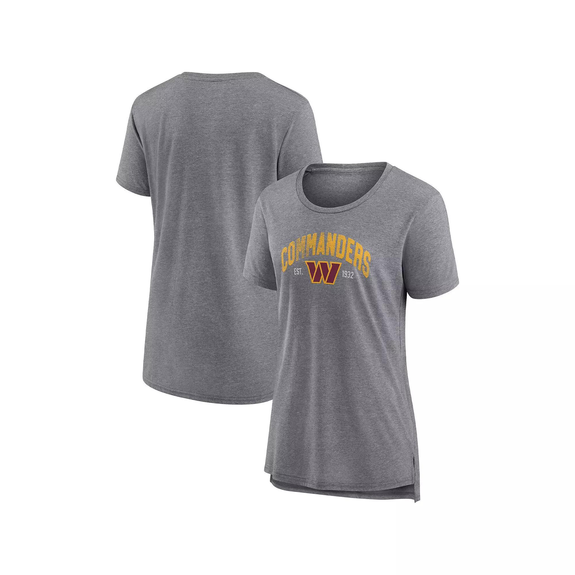 Women's Fanatics Branded Heathered Gray Washington Commanders Drop Back Modern T-Shirt,  Product Image