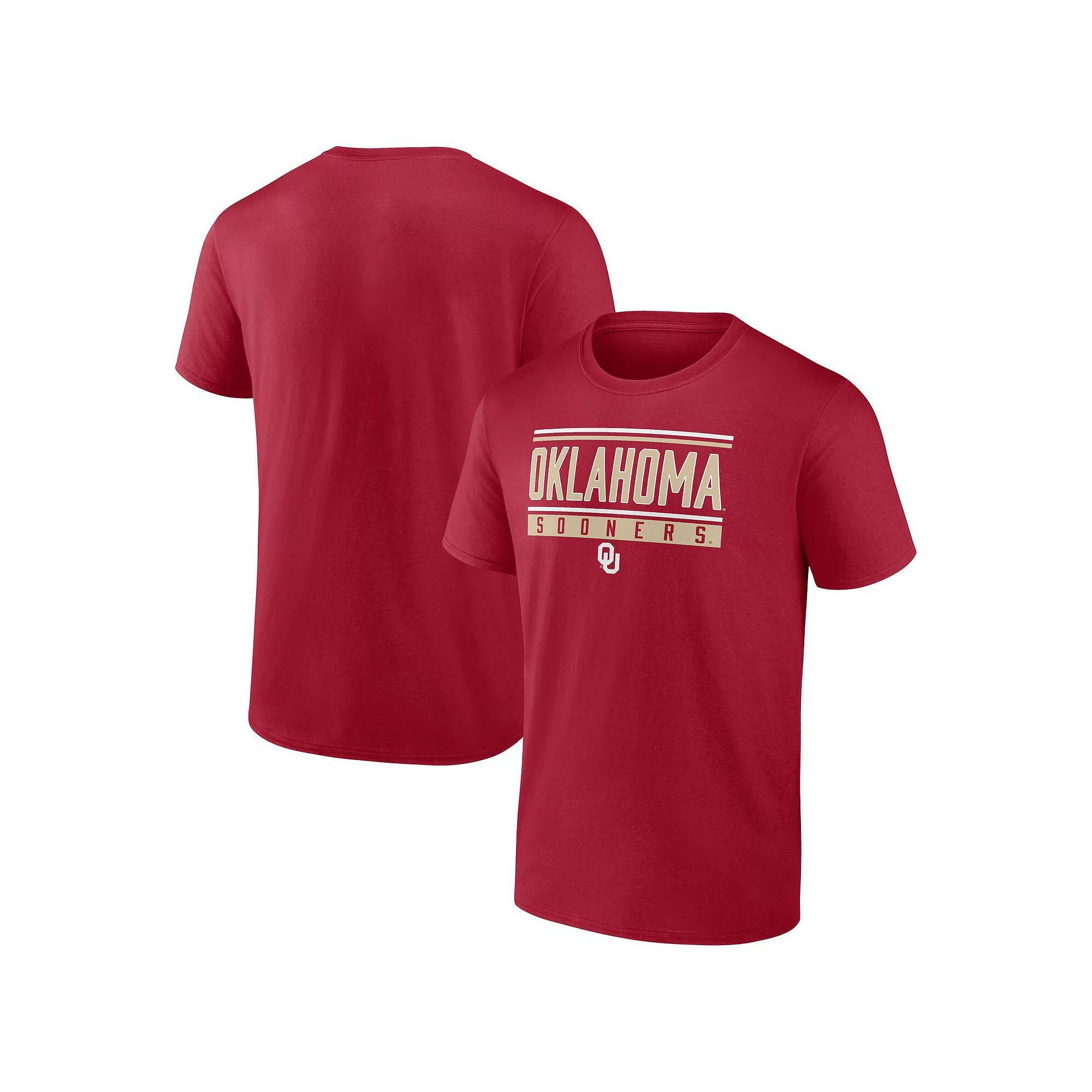 Men's Fanatics Crimson Oklahoma Sooners Fundamentals Stripe and Block T-Shirt,  Product Image